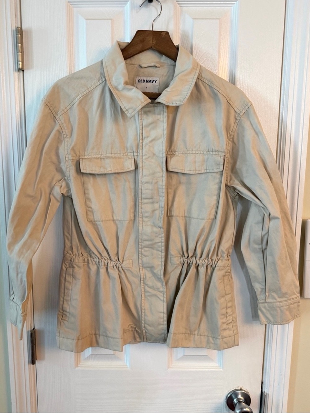Old Navy Beige Utility Field Jacket Cinched Waist Women’s Small
